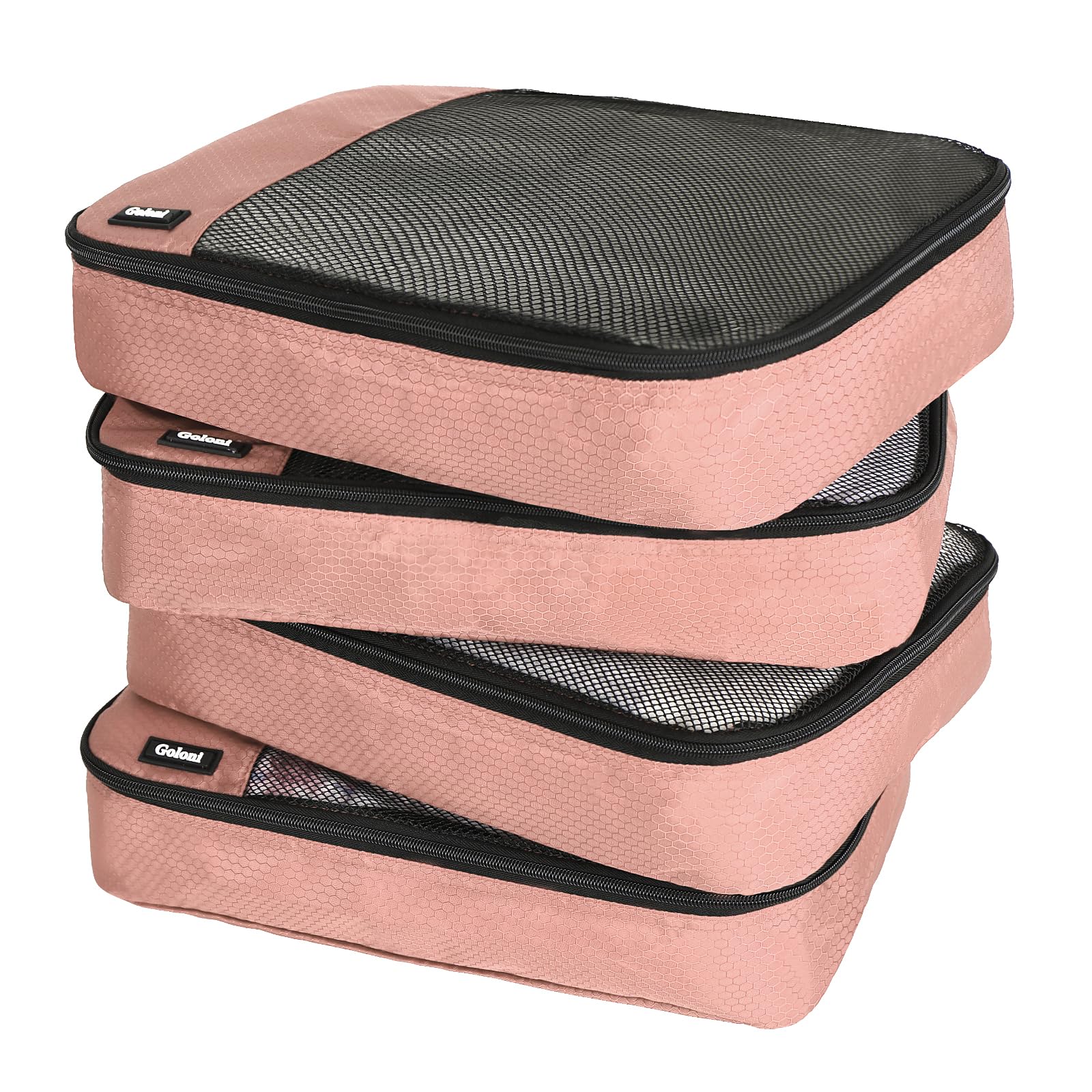 Photo 1 of Packing Cubes for Travel Essentials,4 Set Packing Cubes for Suitcases,Lightweight Mesh Luggage Organizer Bag,Meat pink
