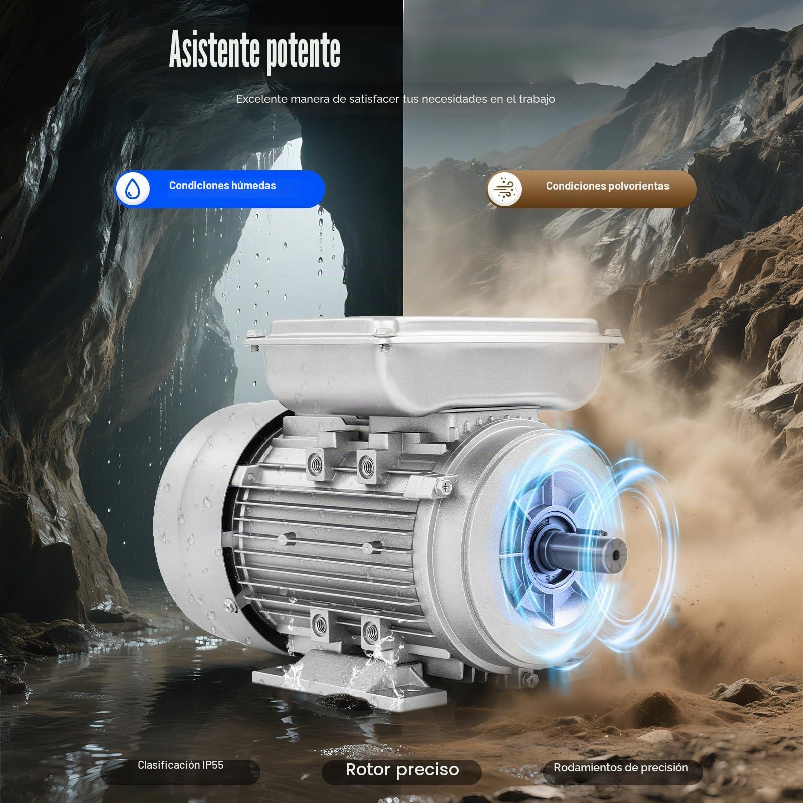 Motor eléctrico 750 W 1380 rpm 240 V 50 Hz motor eléctrico monofásico mezclador de cemento eje 19 mm motor eléctrico de cobre IP55 clase de protección motor industrial, para ventiladores, bombas