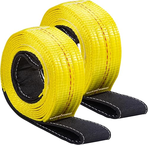 Paquete de 2 correas de elevación de 10 x 2 pulgadas con ojo trenzado, capacidad de 15,000 libras, correa de poliéster resistente, correa de