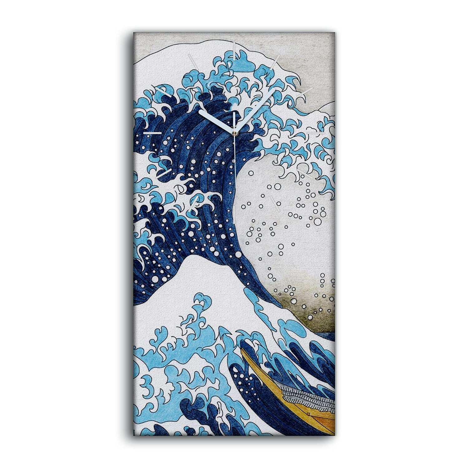 Horloge sur toile 30x60cm La Grande Vague de Kanagawa Hokusai