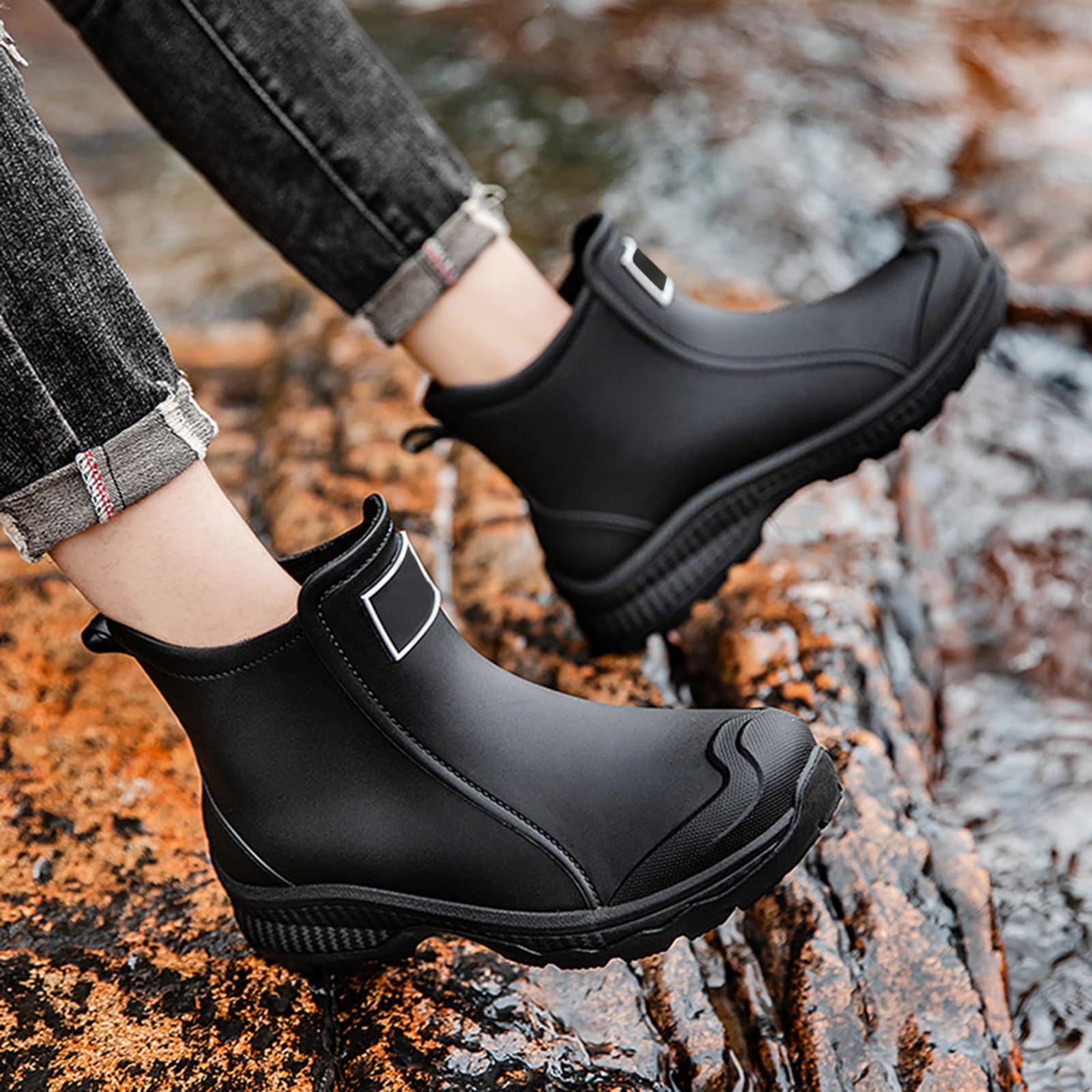 Scarpe impermeabili da uomo, invernali, stivali da pioggia, scarpe da acqua, scarpe in gomma, per studenti, casual, alla moda, per lavoro, pesca, lavaggio auto, cucina, antiscivolo, scarpe da caccia