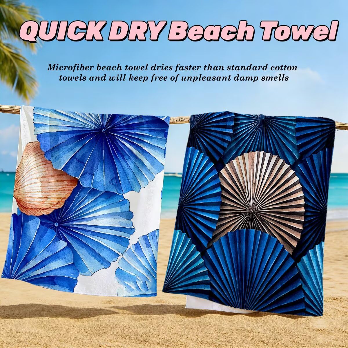 Toalla Playa 80x160 cm, Toalla Gimnasio Microfibra Secado Rapido, Juego de 2 Antiarena Toallas de Playa, Ligera Compacta Toallas Microfibra Grande para Viaje, Regalo Hombre Mujer (Abstracto) -4575