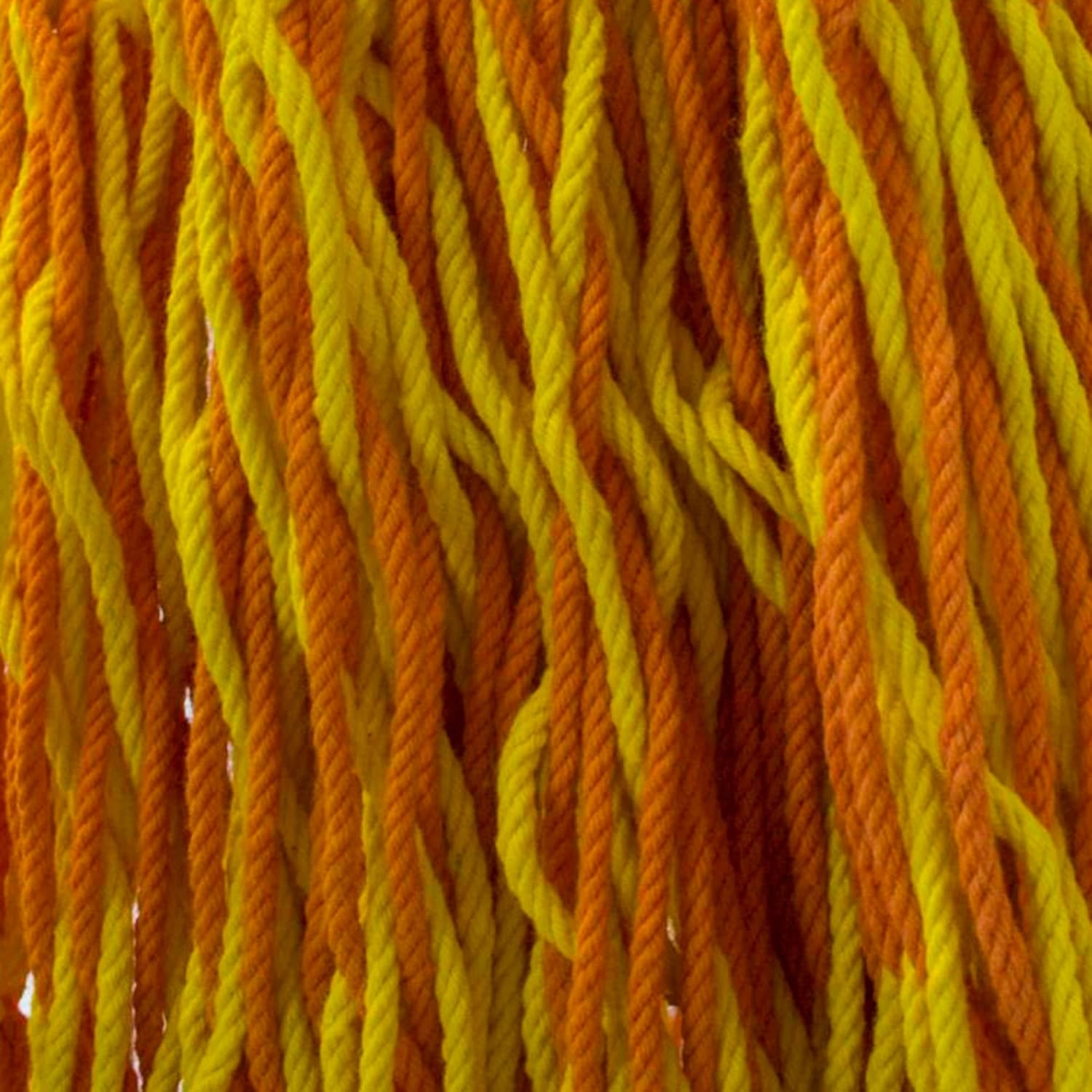 NOVICA Orange and Marigold Yellow Cotton Woven Mayan Rope Hammock Swing Chair with Spreader Bar, 'Maya Sunflower'