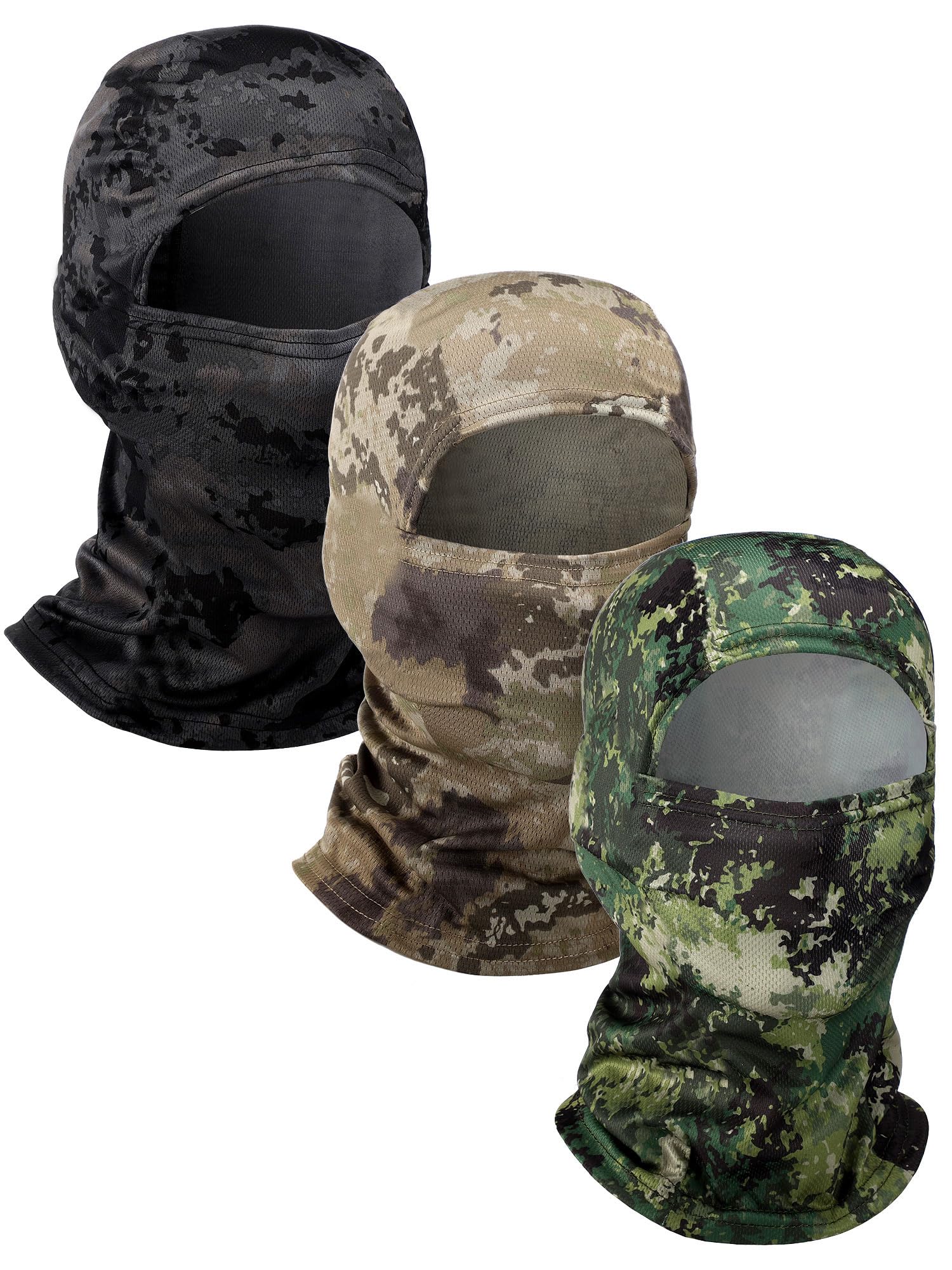 3 Pcs Camo Face Mask Ski Mask for Men Women Windproof Full Face Balaclava UV Protection for Skiing Cycling Hunting