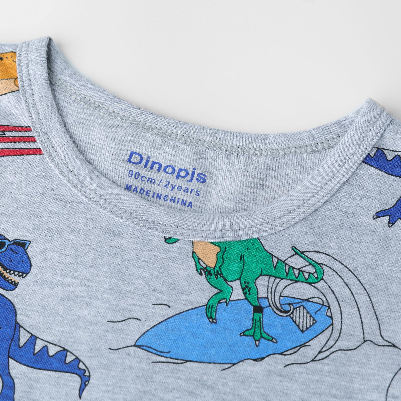 Pigiama estivo a maniche corte per bambini da 3 a 12 anni con dinosauro