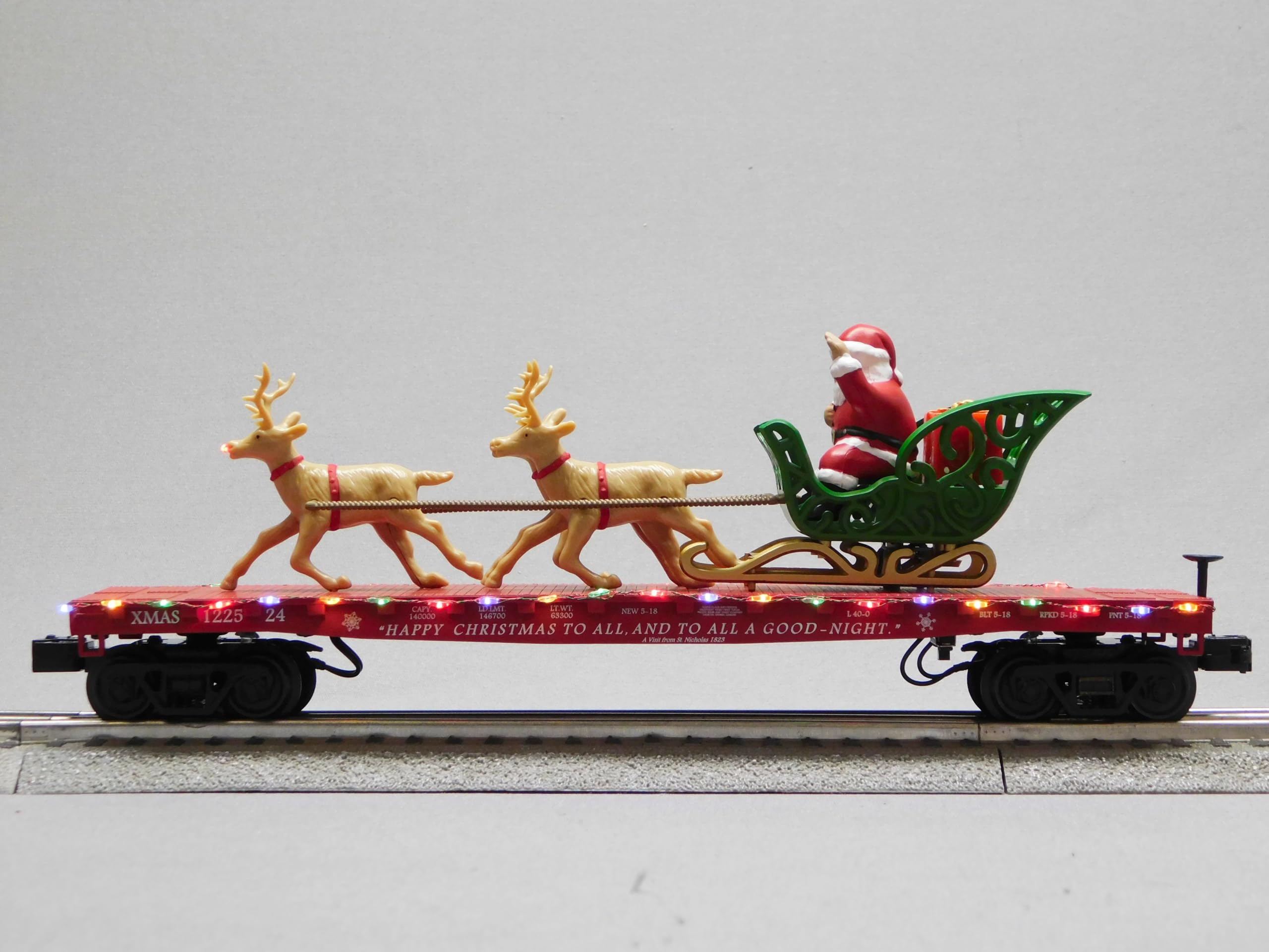 M.T.H. Electric Trains MTH RAILKING Christmas Santa Sleigh & Reindeer (RED) O Gauge 30-76917