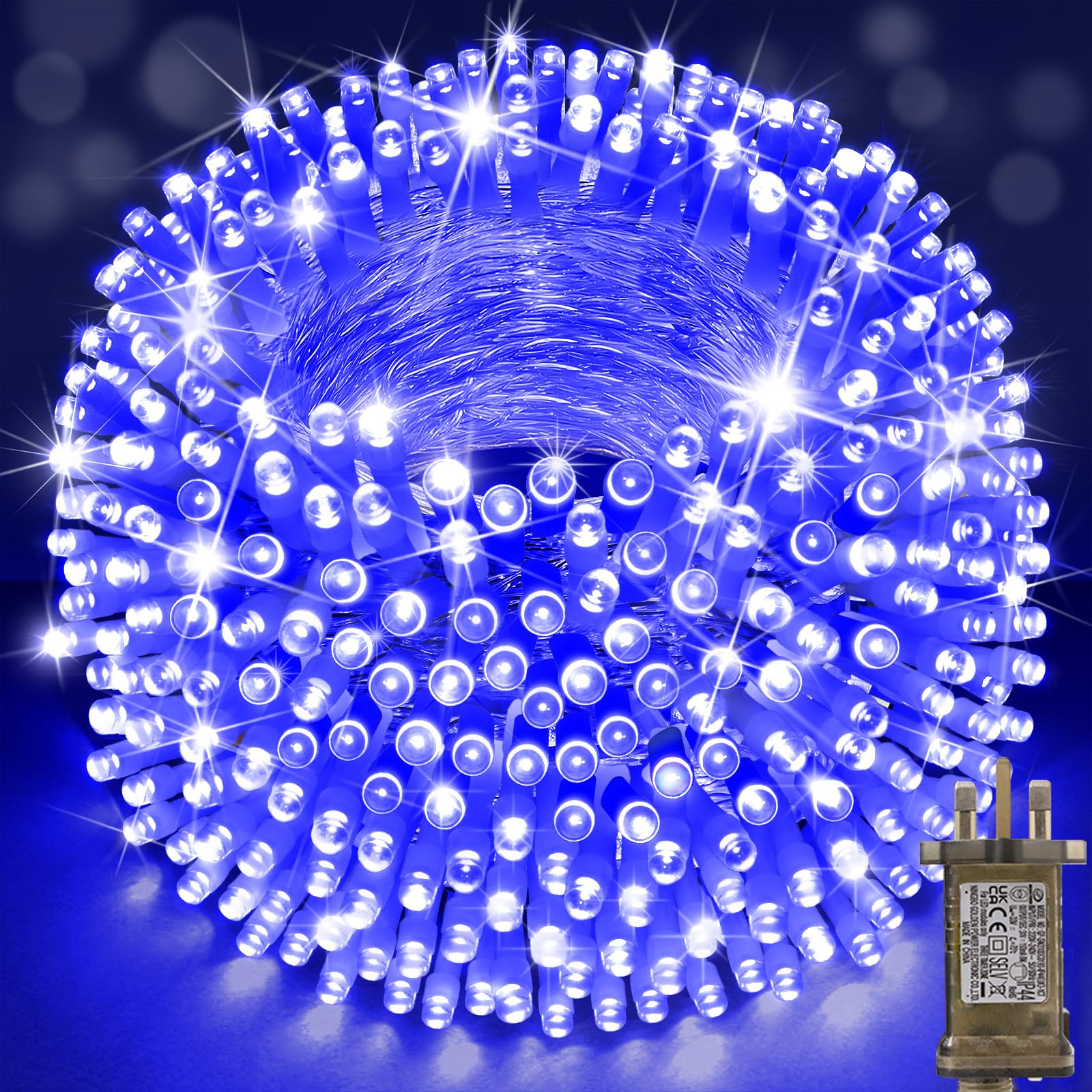 SAUSHENG 600 LED Christmas Tree Lights,30M Indoor Fairy Lights Plug in Outdoor String Light Waterproof with 8 Modes Timer for Outside Window Wedding Patio Bedroom Xmas Decorations（Blue
