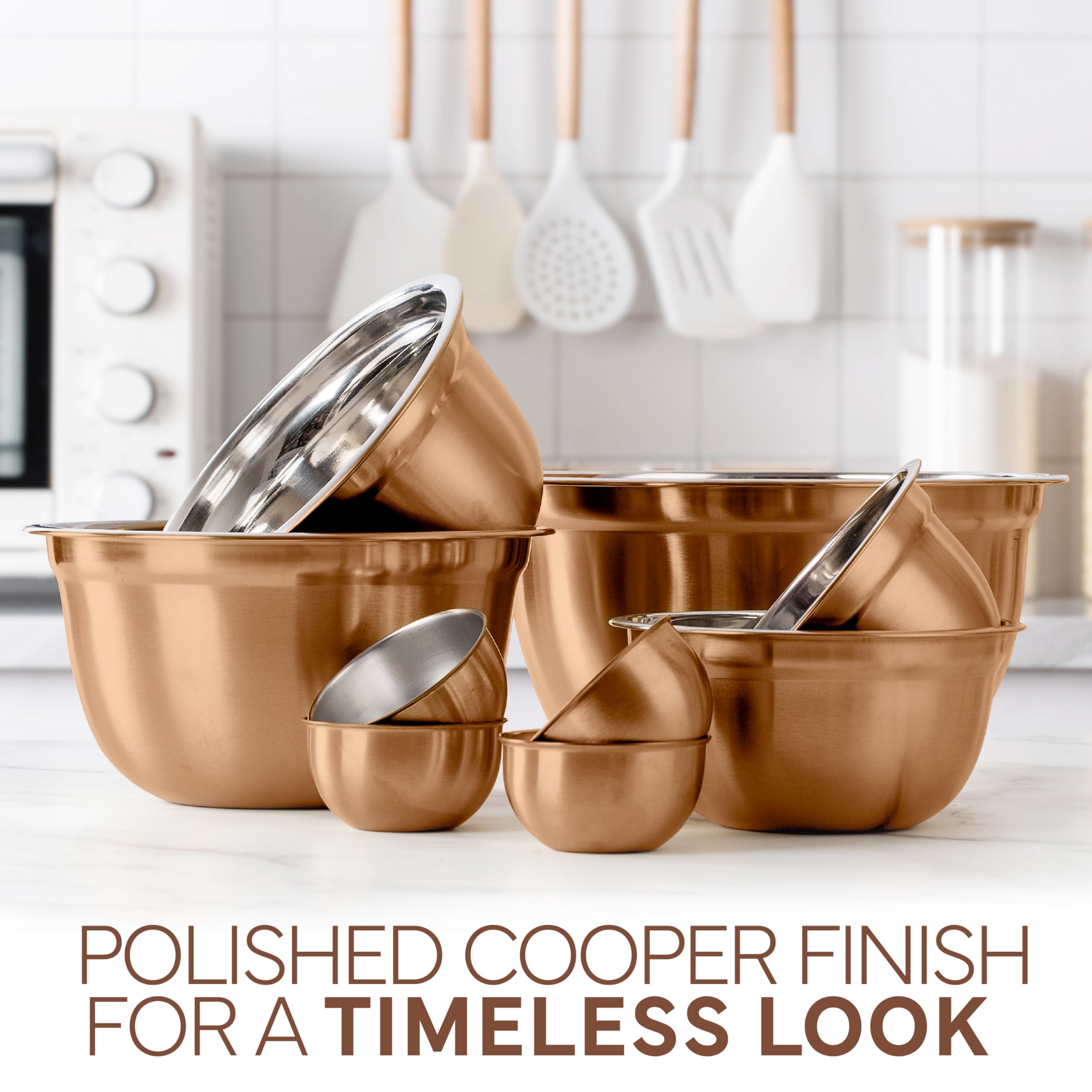 COOK WITH COLOR 18-teiliges Rührschüssel-Set mit luftdichten Deckeln, Edelstahl-Schüssel-Organizer, Lebensmittel-Aufbewahrungsbehälter, Mahlzeitvorbereitung, ineinander stapelbare Salatschüsseln zum