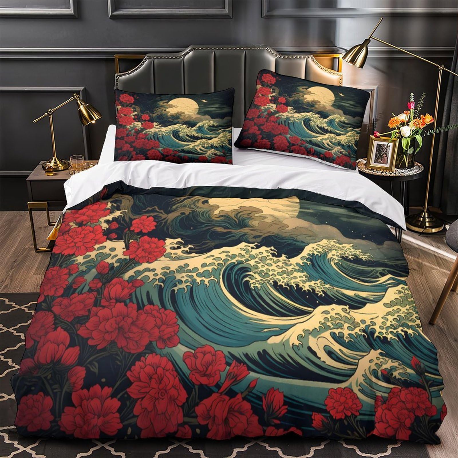 Housse de couette requin 3D hypoallergénique en microfibre douce King 220x240