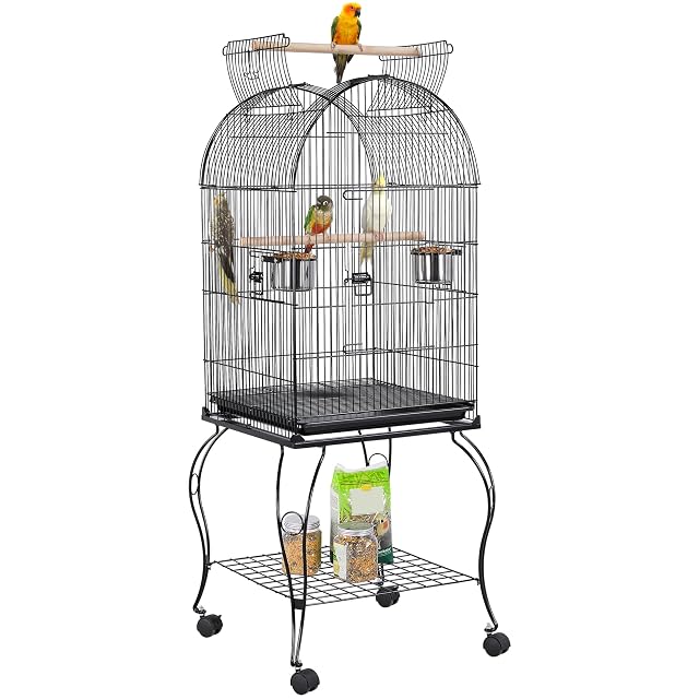 Yaheetech Jaula de Pájaros Jaula para Loros Canarios 59 x 59 x 150 cm