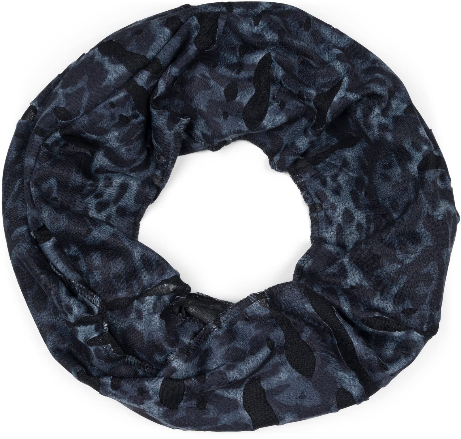 Stylebreaker Women's Black-Grey Loop Scarf With Camouflage Pattern In Destroyed Vintage Used Look, Loop Scarf, Shawl, Unisex 01016134, Colour: