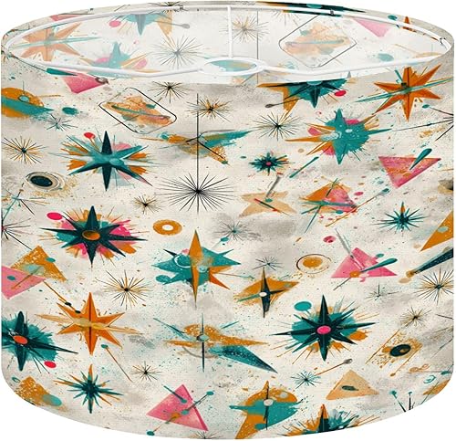 Miniatura 18 de Lamp shades for Table Lamps Retro Futuristic Design Teal Pink Orange Cream Hues Medium Drum Lamp Shades 13''W x 10''H Replacement LampShades Spider