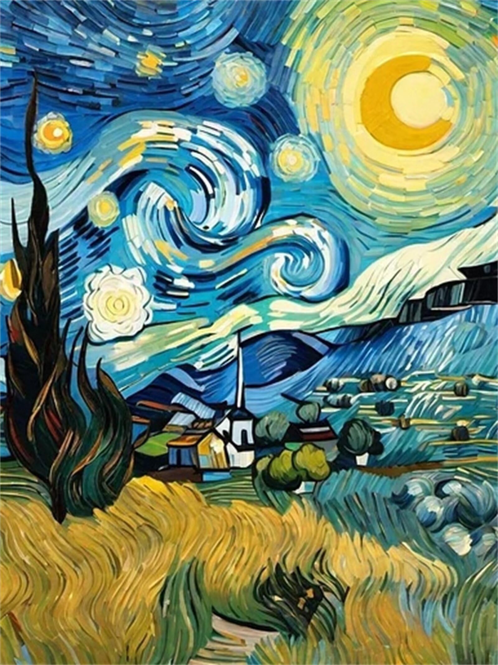 5D Diamond Painting Kit Van Gogh Starry Sky Diamond Art Kits Adults, Full Drill Square Diamonds Crystal Art Diamond Painting, Embroidery Painting by Numbers for Home Wall Decor 110x83cm S-1698