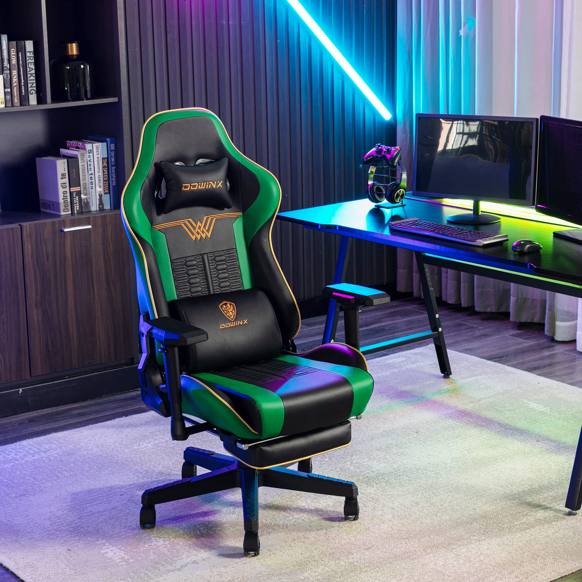 寝ながらゲーム解禁！ ゲーミングチェア + オットマン セット 4D