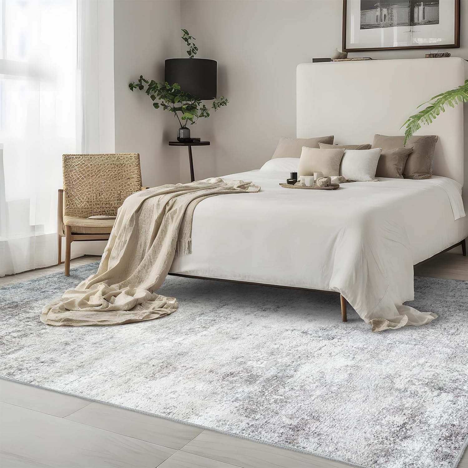 RUUGME 3x5 Area Rug for Entryway: Abstract Washable Non-Slip Small Area Rugs for Kitchen Bedroom Bathroom - Soft Low-Pile Floor Mat Stain Resistant Thin Throw Carpet for Modern Home Decor(3X5 Grey) 3' x 5' (Rectangular) Grey