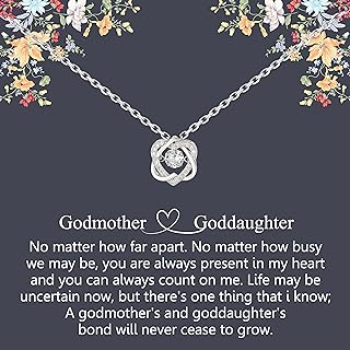 Godmother & Goddaughter Gifts, Goddaughter Gifts from Godmother, Sterling Silver Interlocking 2 Hearts Necklace, Baptism, First Confirmation, Easter, Graduation, Birthday Gifts