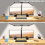 Micomlan Led Desk Lamp with Clamp, Architect Desk Lamp for Home Office with Atmosphere Lighting, 24W Ultra Bright Auto Dimming Desk Light Stepless Dimming and Tempering LED Table Light