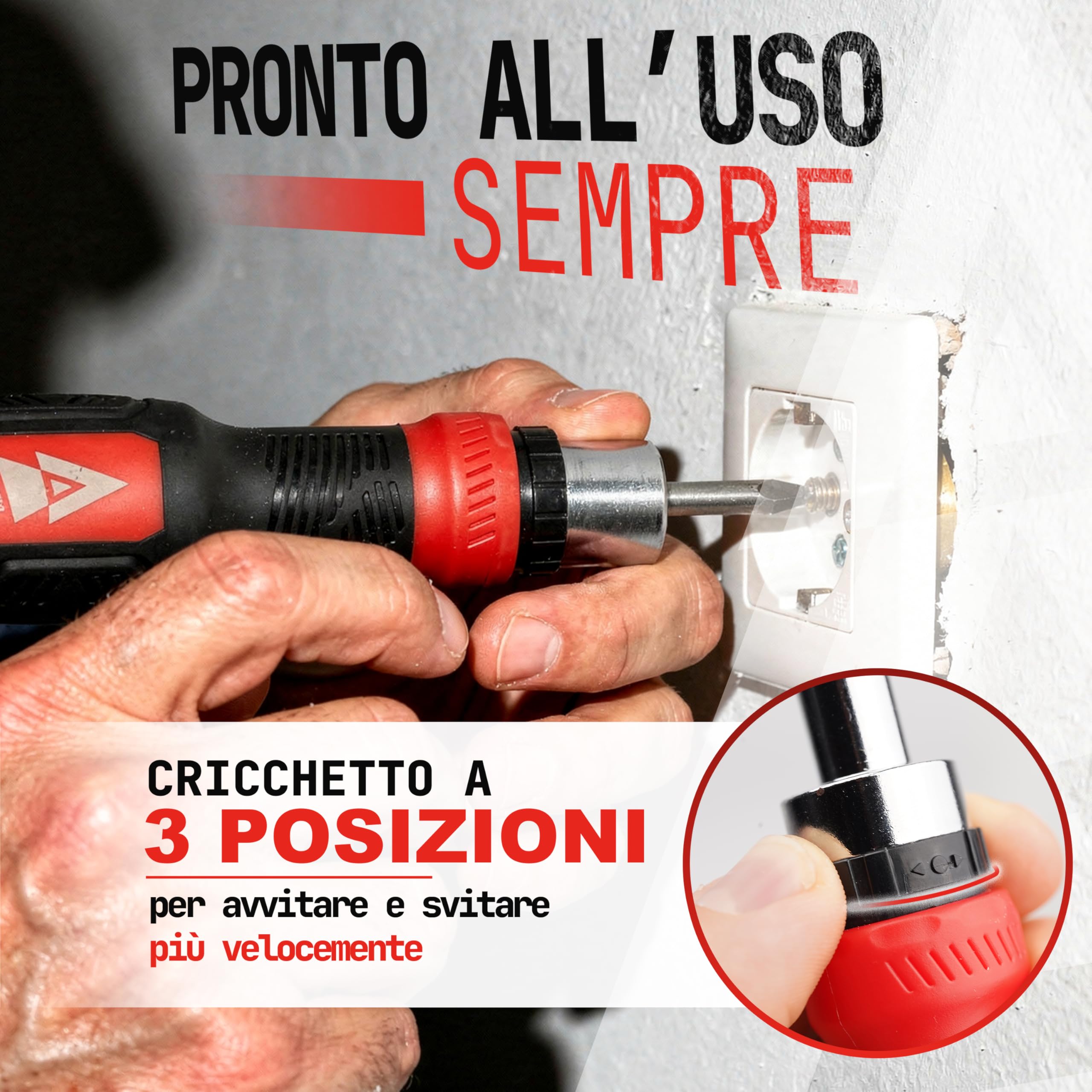 Cacciavite a Cricchetto con 12 Inserti CR-V Integrati 15 cm, Set Cacciaviti di Precisione, Kit Elettricista Compatto per Bricolage adulti