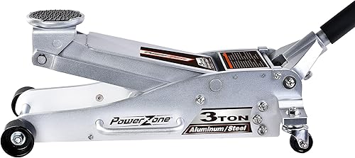 Miniatura 3 de Power Zone Gato hidráulico de carreras hidráulico de aluminio y acero de doble bomba de 3 toneladas, rango de elevación: 3-7/8" a 18-3/8", 680044