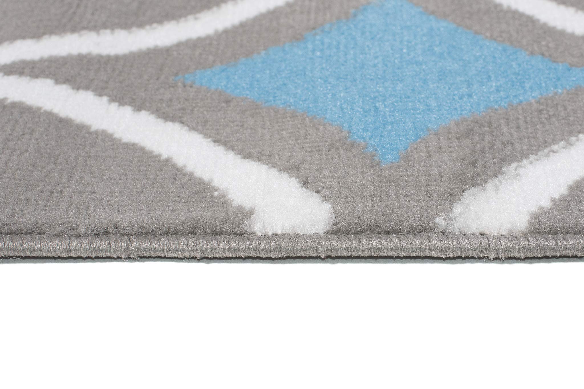Carpeto Grand Tapis Salon 180x250cm Anthracite Bleu Géométrique Doux Gris