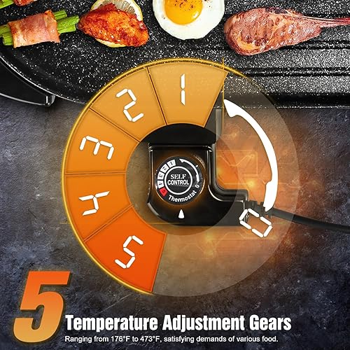 Miniatura 3 de Olla eléctrica 2 en 1 y parrilla de barbacoa coreana, 2200 W, sin humo, antiadherente, para interiores, con doble control de temperatura, olla