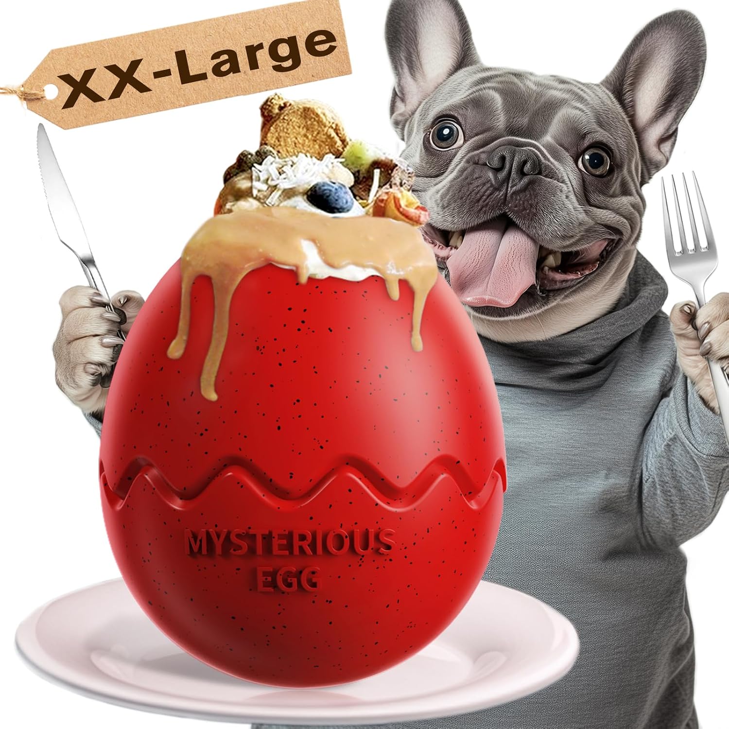 TLKNG Extra-Large Size Dog Fillable Toy - Filler Lick Ball for Large Aggressive Chewers Breed Dogs Durable Peanut Butter Balls & Kibble Treat Dispenser & Chew Toys