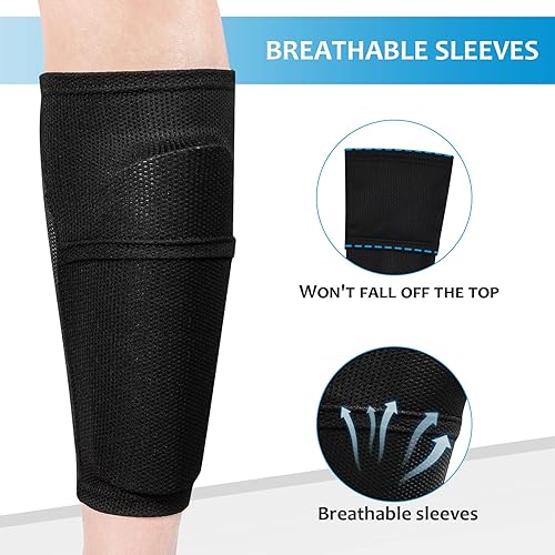 Miniatura 4 de Espinilleras de fútbol con mangas. Para niños, jóvenes y adultos, espinilleras superligeras, equipo protector de fútbol