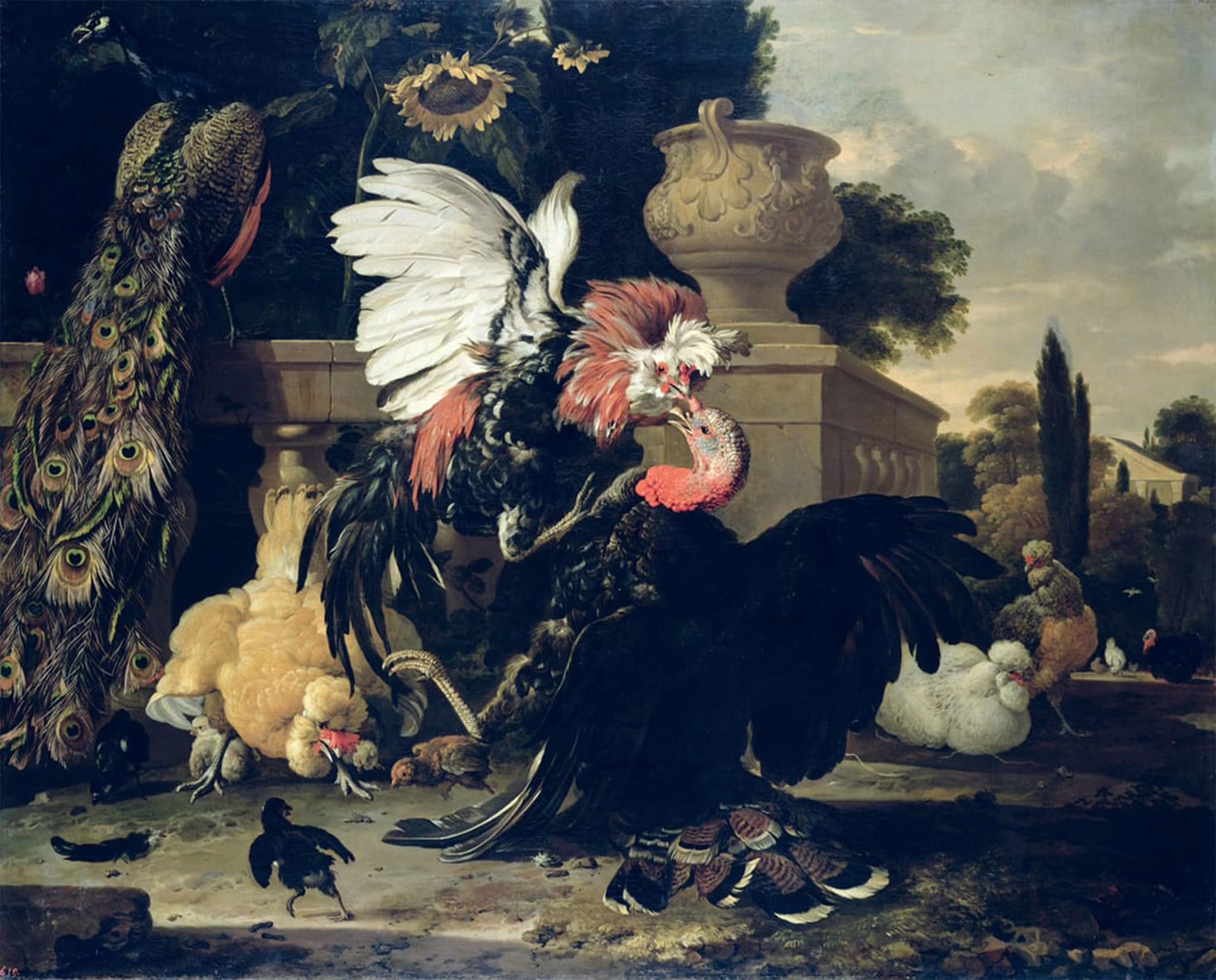 Cuadro pintura al óleo de pavo clásico para decorar salones elegantes 60x90cm 5