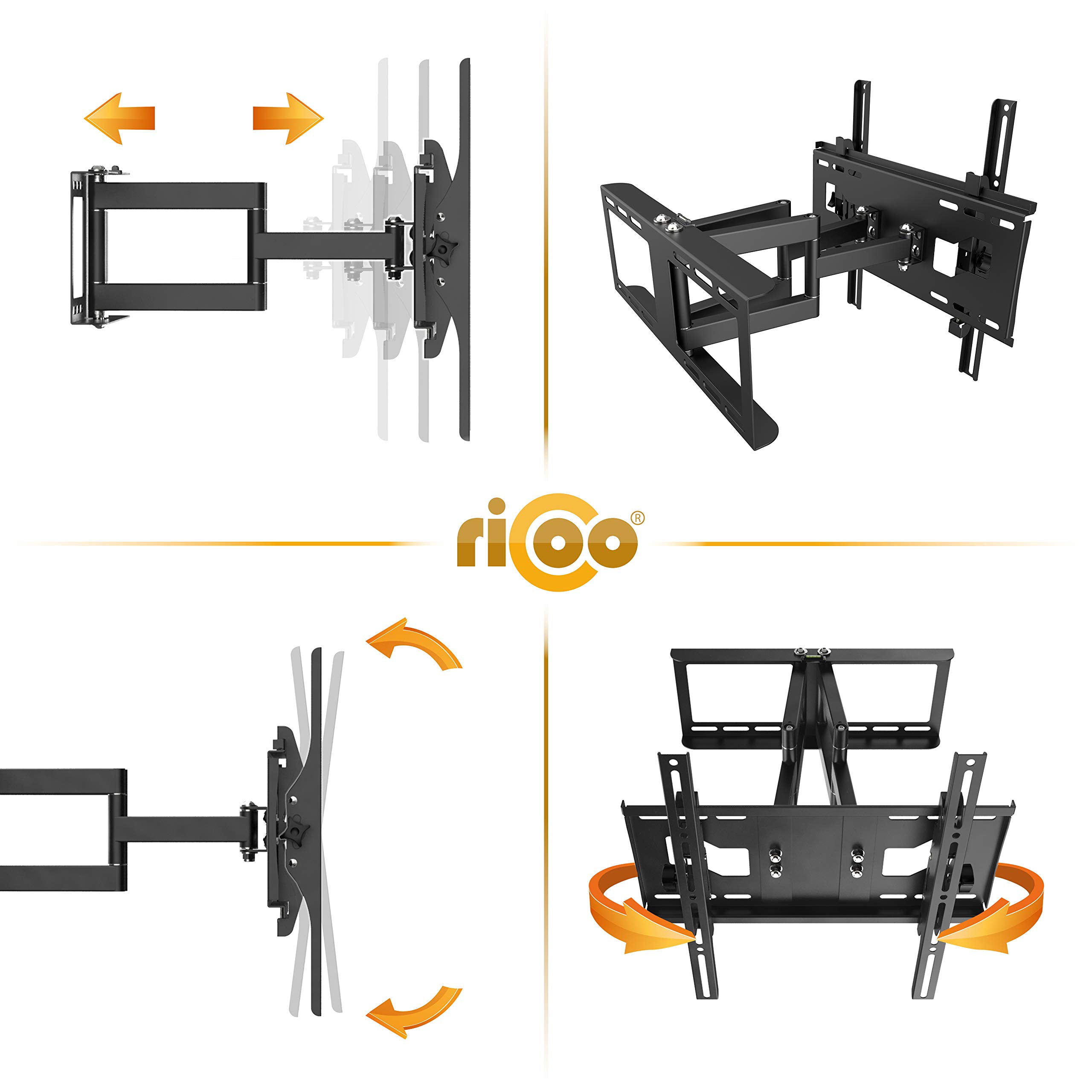 RICOO Soporte TV Pared Giratorio Inclinable Televisión 32-65" (81-165cm) R48 Brazo articulado Televisor LED/LCD/Curvo VESA 200x200-400x400