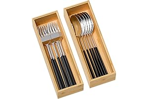 Kitchen Drawer Organizer Bins: Stackable Bamboo Drawer Organizers