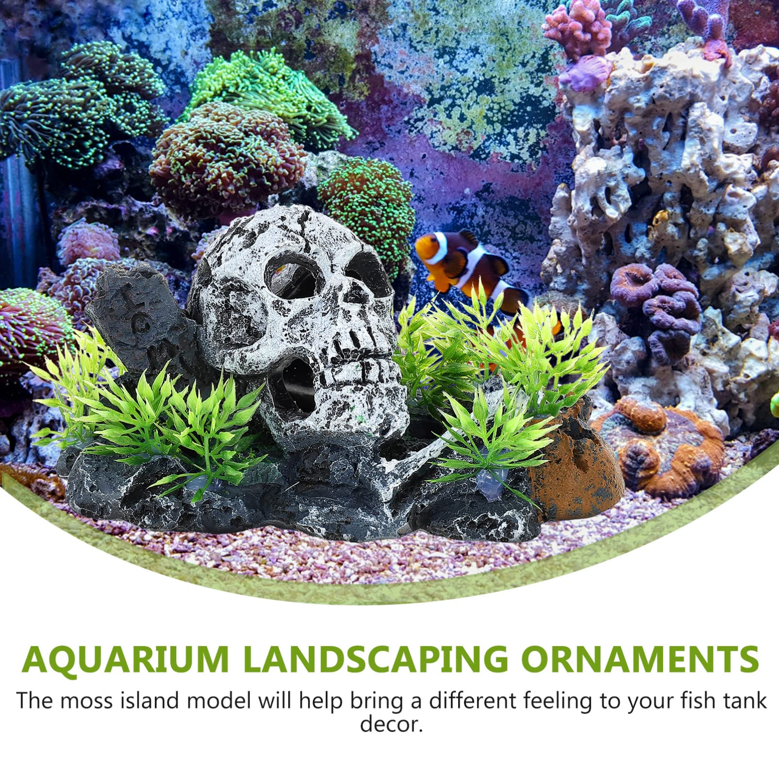 YARNOW 3 Pièces Ornements De Résine D'aquarium Vide Décor sous-Marin Décoration De Crâne D'aquarium Poisson Couvercle De Mousse Cachette Pierre à Air