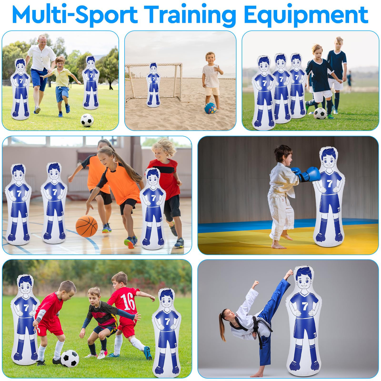 EFUTURETIME Maniquí Inflable de Fútbol de PVC, Muñeco aéreo de Portero Fácil de Plegar y Guardar, Saco de Boxeo Inflable para Entrenar en Fútbol, Baloncesto y Boxeo