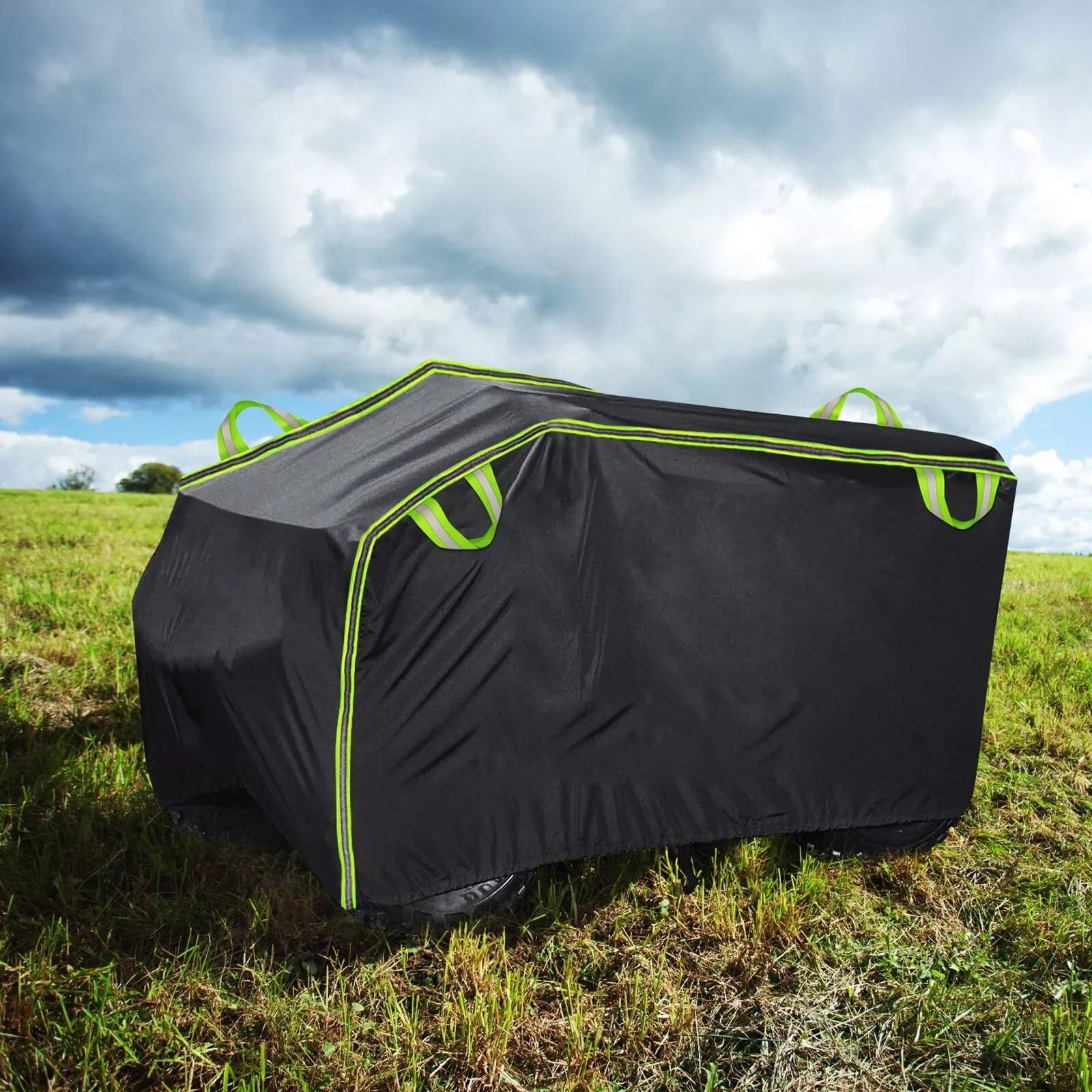 Pokrowiec na motocykl Wodoodporny pokrowiec na mot Quad Uniwersalny 190T Wodoodporny motocykl Pojazd Skuter Kart Pokrowce na motocykle XL XXXL Czarny Srebrny(Black Green-XL)