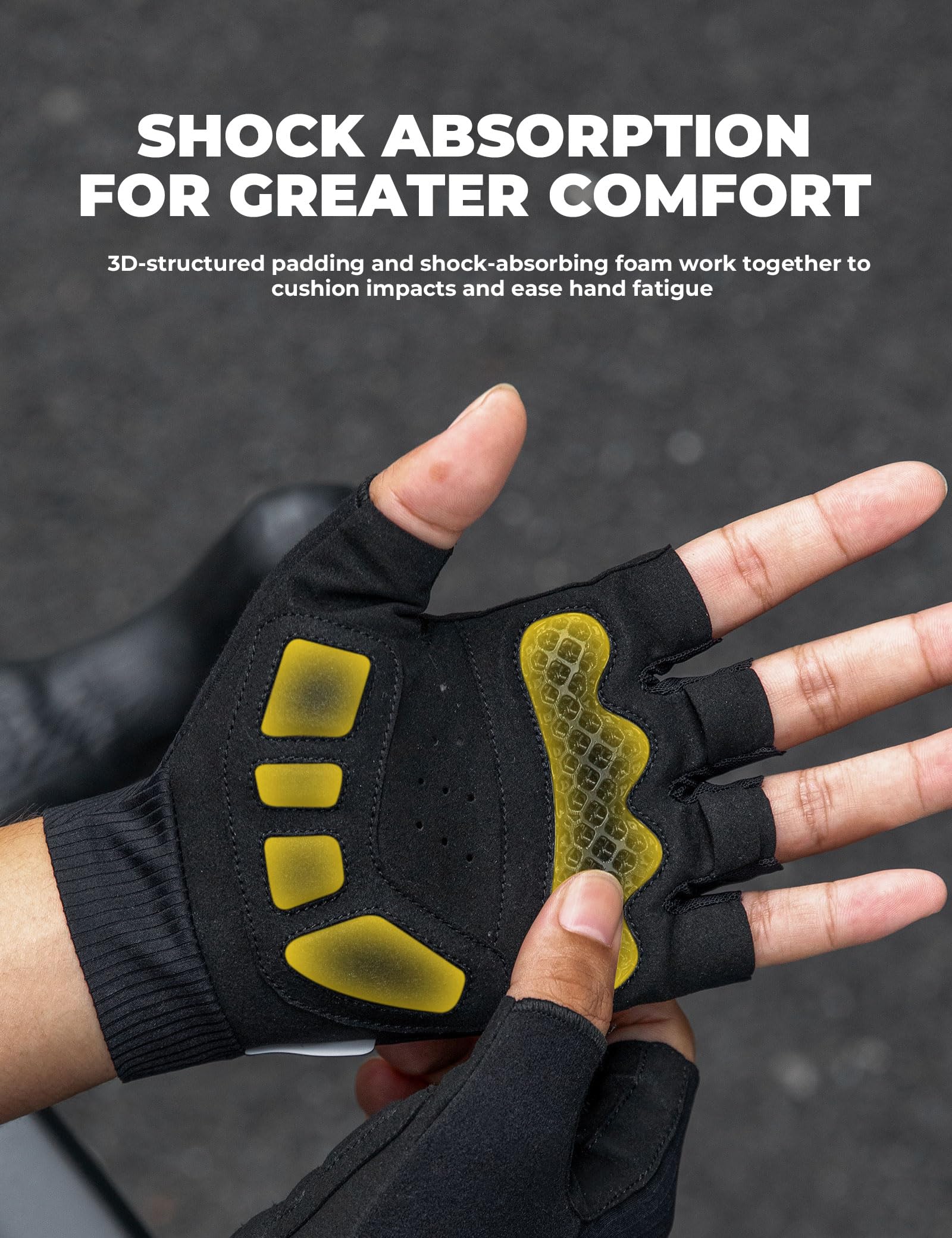 ROCKBROS Halbfinger-Fahrradhandschuhe Sommer für Damen und Herren, Elastisch & Atmungsaktiv, Anti-Rutsch- und Dämpfungspolster, ideal für Radsport, Laufen, Training, Fitness, MTB