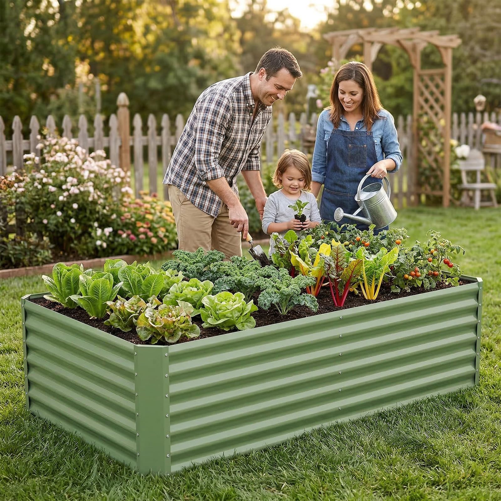 INNO STAGE Jardinière surélevée galvanisée - 180 x 90 x 53 cm - Jardinière surélevée en métal pour l'extérieur - Grands parterres surélevés en acier pour légumes et fleurs - Jardinières d'extérieur
