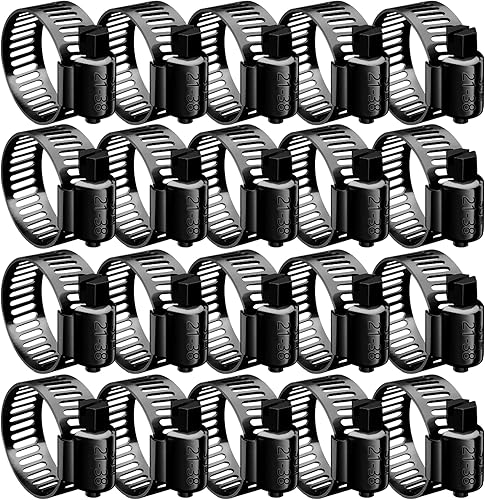 Miniatura 6 de BOTTEN Abrazaderas de manguera negras de 1-13 a 2-14 pulgadas (1.299-2.244 in) 304 abrazaderas de manguera de engranaje helicoidal ajustables de