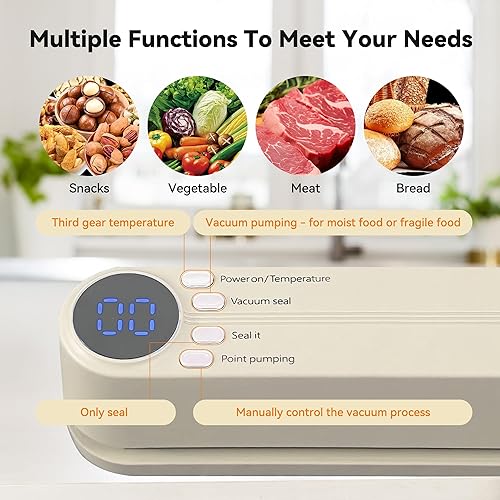 Miniatura 5 de Máquina selladora al vacío de almacenamiento de alimentos, mini selladora al vacío portátil 3 en 1 recargable para ahorrar alimentos, mini sellador