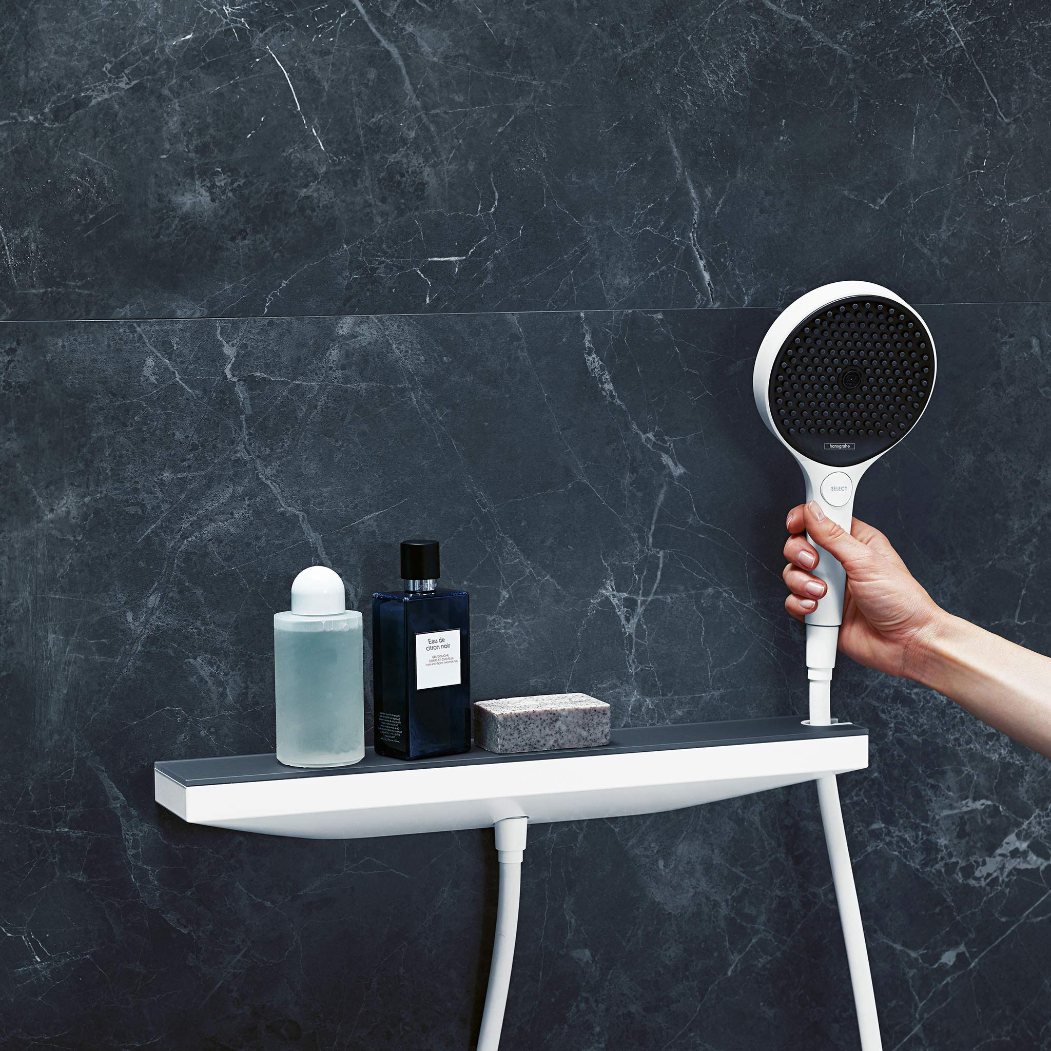 hansgrohe Rainfinity Fixfit Porter 500 z uchwytem prysznicowym i półką R biały matowy, 26858700