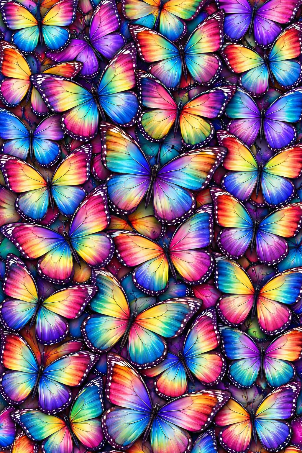 bee busy puzzles - rainbow flutter, colouful butterflies - 1000 piece jigsaw puzzle for adults 14+ yrs - 50 x 70cm - 1.8mm thick pieces + poster