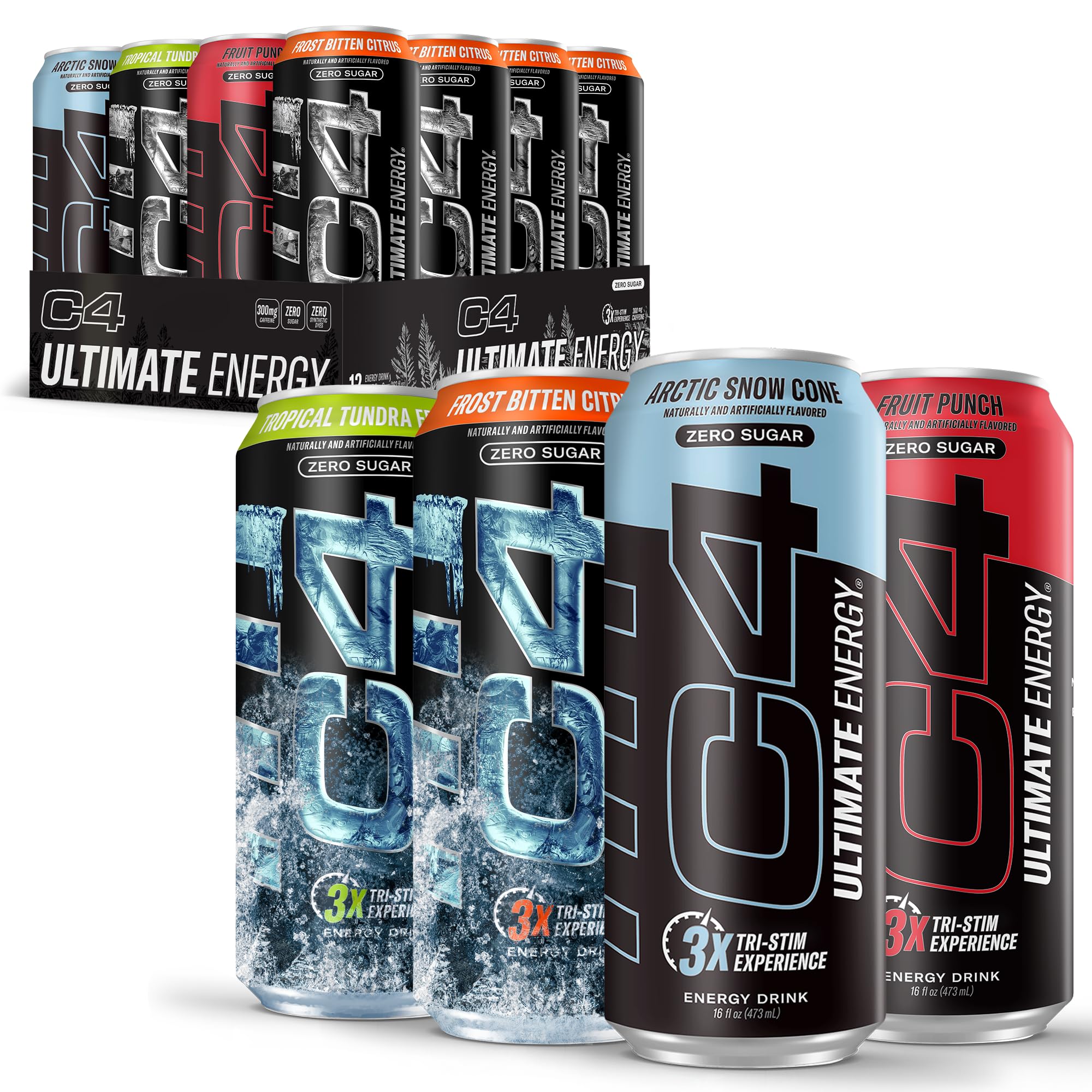 Cellucor C4 Ultimate | Pre Workout Sugar Free Energy Drink Official Variety Pack | Tri-Stim Experience with 300mg Caffeine + TeaCrine + Dynamine | 16oz (Pack of 12)