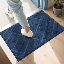 COSY HOMEER Front Door Mat Low Profile Non-Slip Doormat for Entryway,Blue | 36"x24" Absorbent Dirt Trapper Washable Rugs Entrance Mat, Sturdy Polyester Doormats