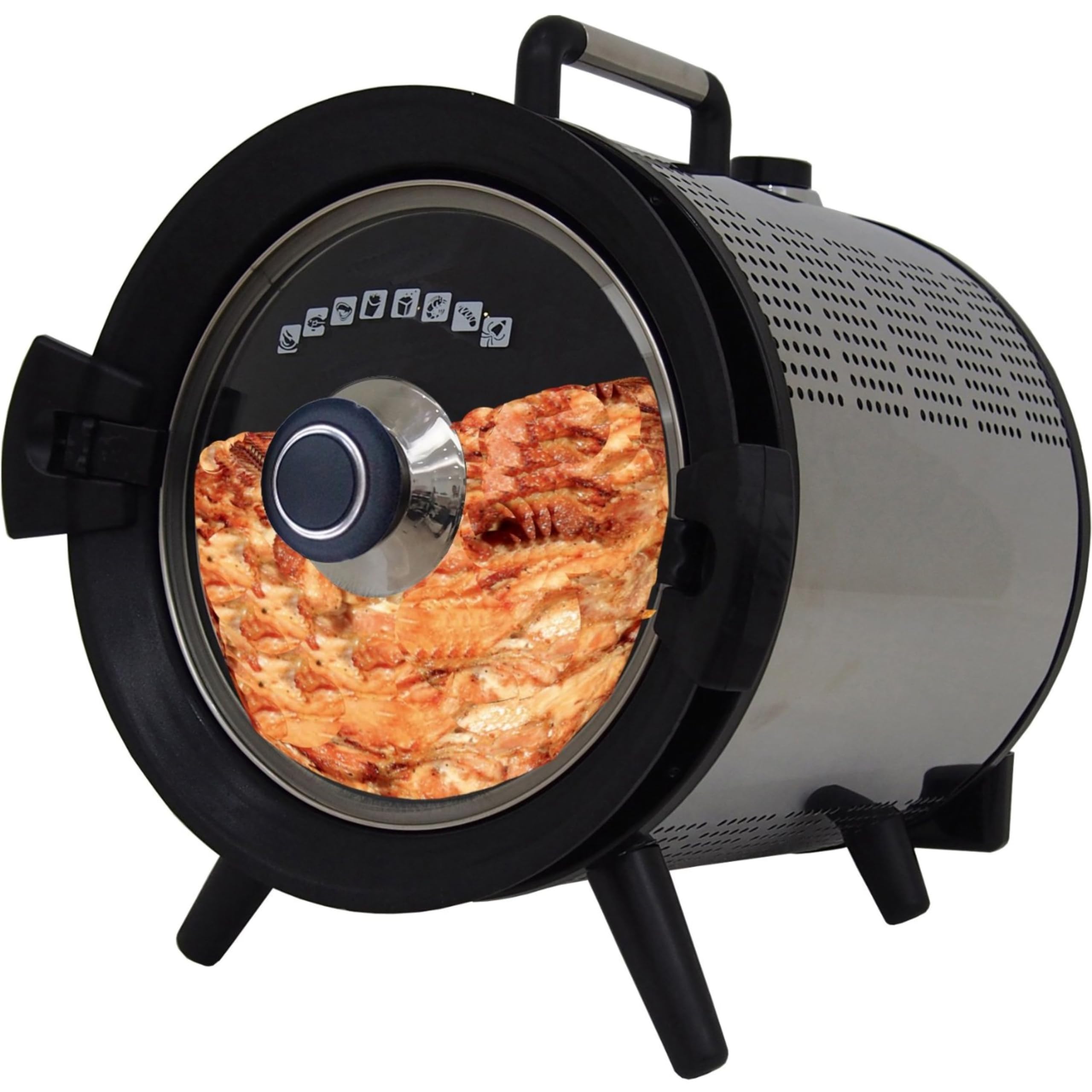 Syntrox Germany 5 l Kleiner Mini Backofen Rotierend Satale | Miniofen | Selbstdrehend, Edelstahl, 690 Watt, Grillen und Braten, Vielseitiger Küchenhelfer