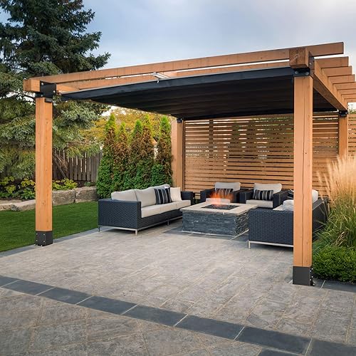 Miniatura 16 de SPACEEUP Base de poste de 4 x 4, 2 piezas, tamaño interior de 3.6 x 3.6 pulgadas, base de poste resistente con recubrimiento de polvo, soportes