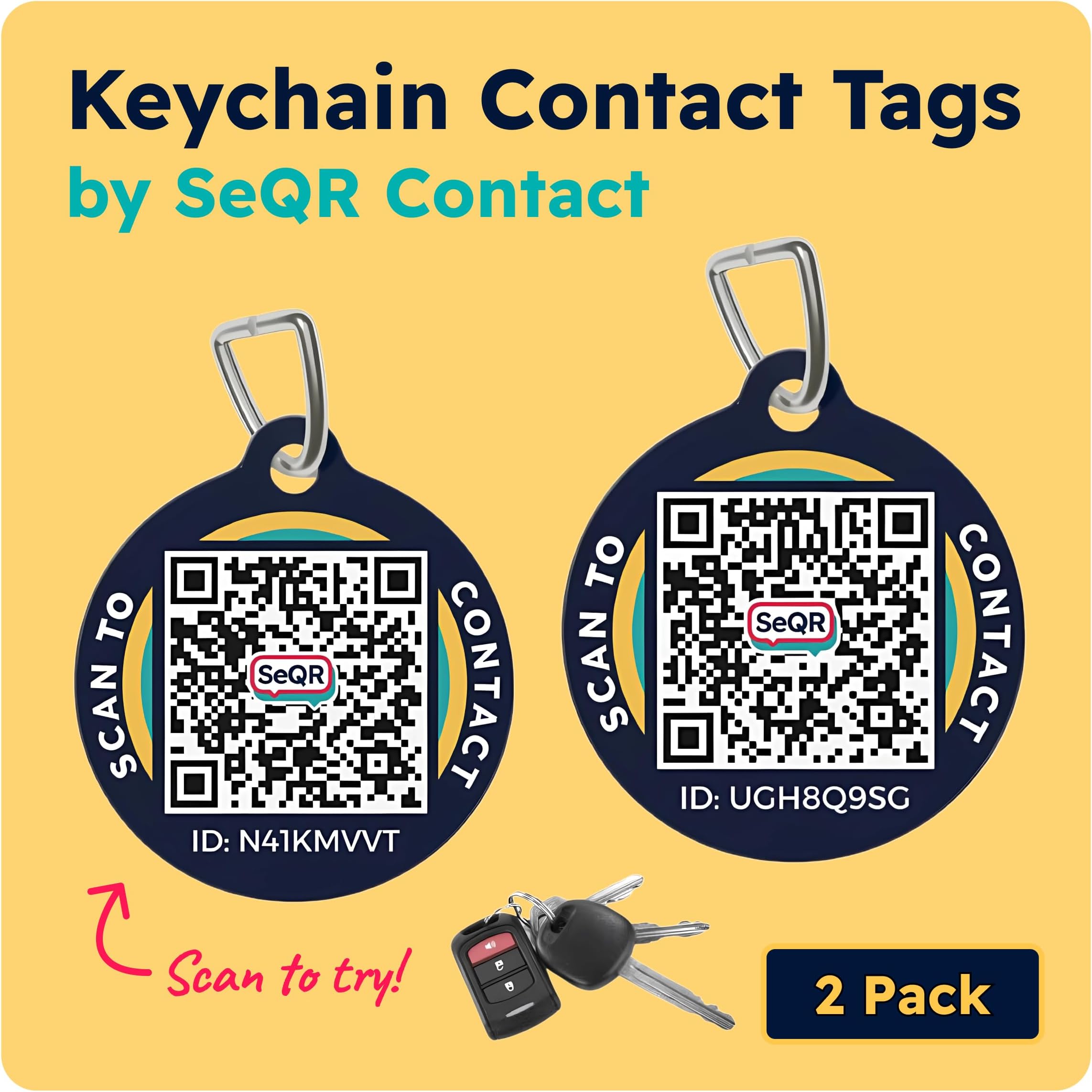Key Chain Contact Tags | Protect Personal Info & Get Keys Back | Customizable QR Smart Keychain Key Tags Includes Messaging & scan alerts | Use as Owner ID with Samsung GPS Tile Tracker | No Fee