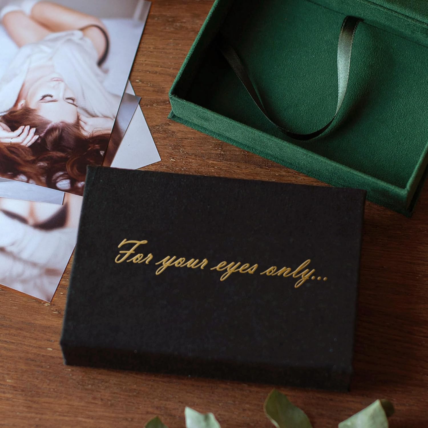 Boudoir Photo Box - For Your Eyes Only - Wedding Personalized Gift for Husband, Groom, Boyfriend - Anniversary Prints - Velvet Storage (For your eyes only, 4x6 (10x15cm))