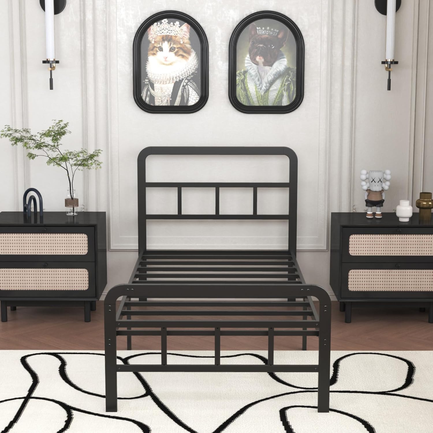 Twin XL Bed Frame with Headboard and Footboard 14 Inch, XL Twin Platform Bed Frame with Strong Metal Slats Support, Under-Bed Storage, Noise Free, Easy Assembly, Black - Image 7