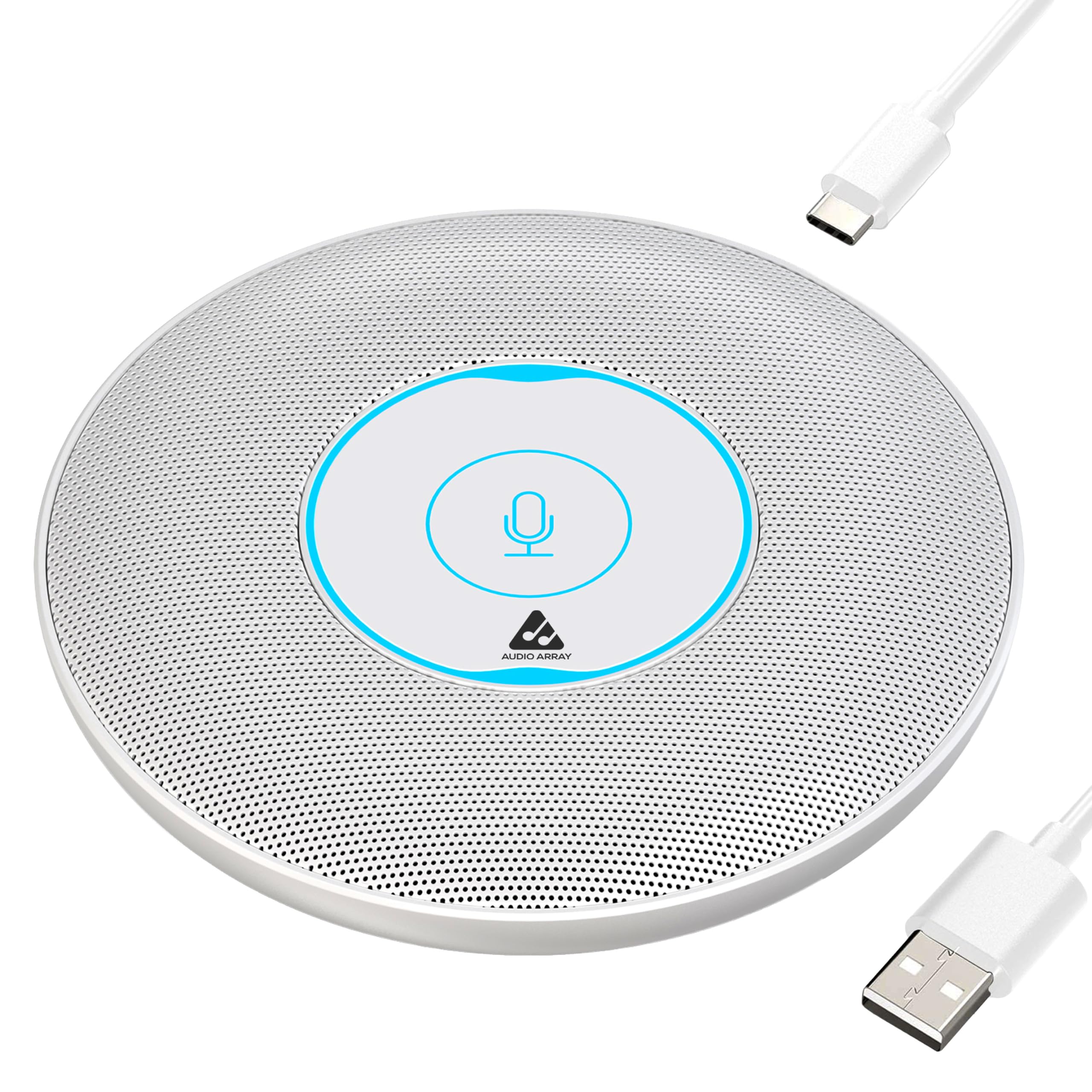 Audio Array USB Plug & Play Conference Mic for Mac OS & Windows | Conference, Recording, Skype, Online Class with Range Upto 5M | One Touch Mute Button & Light Indicator (NOT A Speaker) AM-C5 White-picture-18
