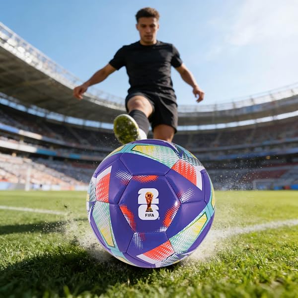 Hy-Pro Officially Licensed FWC26 Size 5 Football - Training Ball with Trophy Design & Host Nations Graphics, Football Gifts for Boys - FIFA World Cup 2026 Design - 2