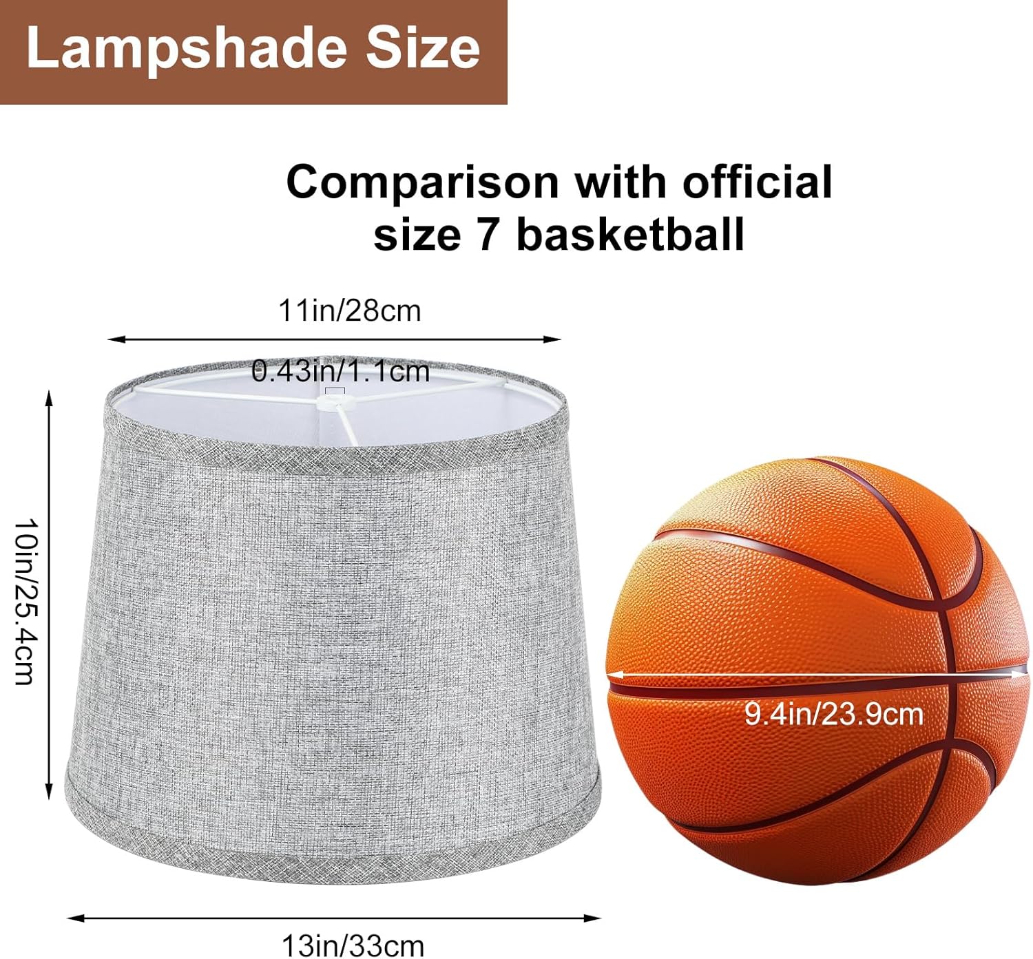 Set of 2 Empire Lamp Shades, 13 Inch Medium lampshades, Handcrafted Natural Linen Fabric lampshade, Assembly Required, Lamp shade for Table Lamp and Floor Light (11"x13"x10", Grey)