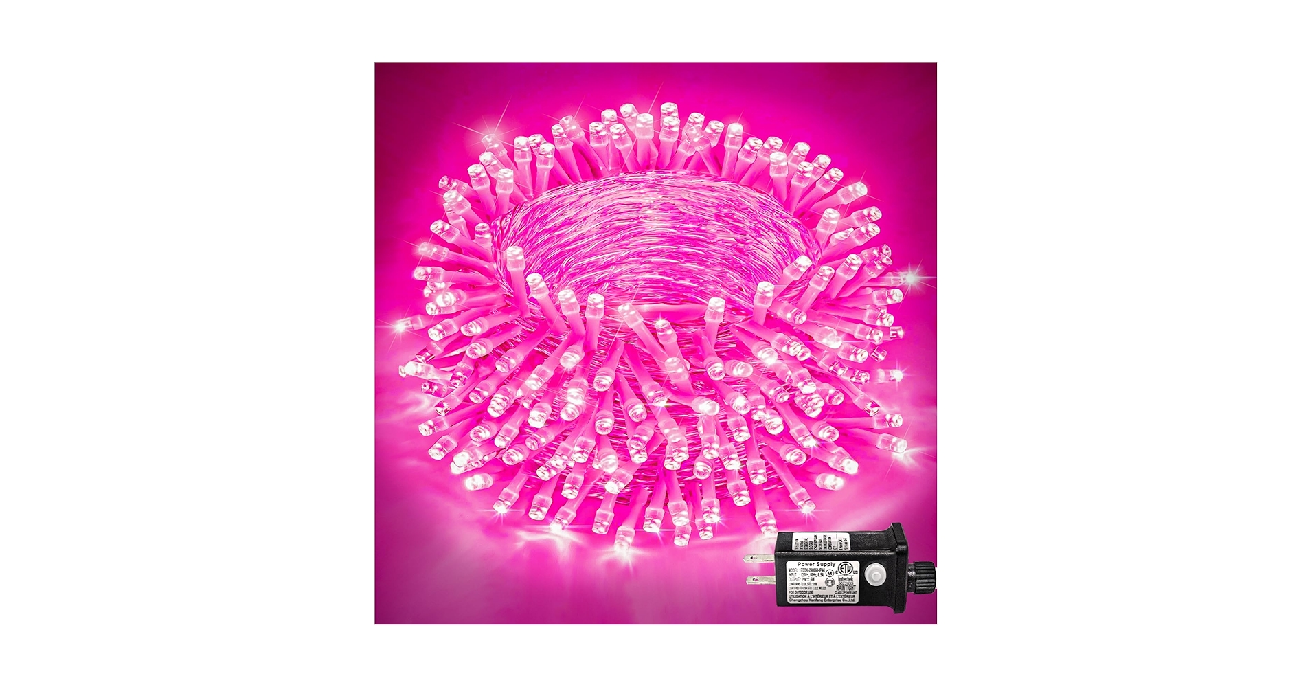Einiiya 250 LED Pink String Lights Outdoor, 82ft Pink Christmas